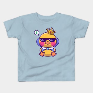 Cute King Chicken Sitting Cartoon Kids T-Shirt